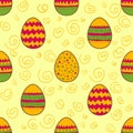 Seamless pattern with Easter painted eggs