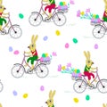 Seamless pattern of Easter rabbits