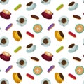 Coffee cups and eclairs pattern