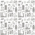 Seamless pattern with eco city line icons.