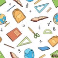 Seamless pattern with educational supplies