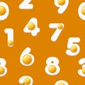 Seamless pattern egg scrabble numbers , texture for graphic design.