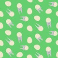 Seamless Pattern with Eggs and Rabbits in the Eggs