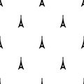 Seamless pattern with eiffel tower icon on white background. Vector illustration for design, web, wrapping paper, fabric.