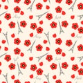 Seamless pattern. Eiffel tower and red poppies, Paris, France. Vector background Royalty Free Stock Photo