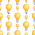 Seamless Pattern of Lightbulbs on White Background