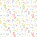 Seamless pattern from electrical components. Diode, transistor capacitor, resistor and inductor. Hand drawn vector