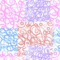 Seamless pattern Elegance background in pastel colors. Abstract texture of convolutions lines shapes. Hand drawing