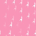 Seamless pattern with elegant ballerina. Pink background. Girl silhouette