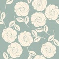 Seamless pattern with elegant ivory roses