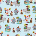 Seamless pattern with elephant while playing circus Royalty Free Stock Photo