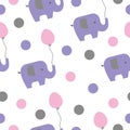 Seamless pattern with elephants and balloons Royalty Free Stock Photo