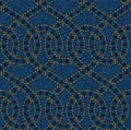 Vector seamless pattern embroidered on blue denim texture background Royalty Free Stock Photo