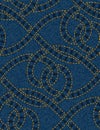 Vector seamless pattern embroidered on blue denim texture background Royalty Free Stock Photo