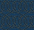 Vector seamless pattern embroidered on blue denim texture background Royalty Free Stock Photo