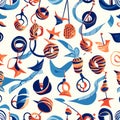 Seamless pattern with embroidery elements. Generative AI