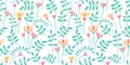 Seamless Pattern with Embroidery Flowers. Vector Folk Floral Texture. National Embroidery with Floral Motifs