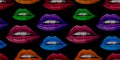 Seamless pattern embroidery lips.