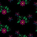 Seamless pattern with embroidery stitches imitation flower,