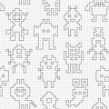 Seamless pattern with empty pixel robots. Royalty Free Stock Photo