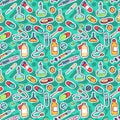 Seamless pattern endless with hand drawn ink icons for medicine and health Royalty Free Stock Photo