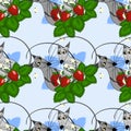 Seamless pattern, endless texture on a square background - stylized mouse lovers - graphics. Valentines Day, love.