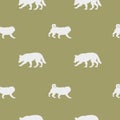 Seamless pattern. Endless texture. Walking white swiss shepherd dog puppy and mops puppy. Dog silhouette. Design for Royalty Free Stock Photo