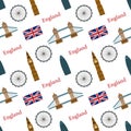 Seamless Pattern Of England With Landmarks. Seamless Pattern Can be Used for Wallpaper, Pattern Fills, Web Page