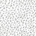 Seamless pattern with English cursive letters.