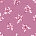 Seamless pattern engraved flower. Vintage background floral in hand drawn style. Spring flowers sketch Royalty Free Stock Photo