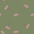 Seamless pattern engraved leaves Ginkgo Biloba. Vintage background botanical with foliage in hand drawn style Royalty Free Stock Photo