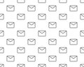 Seamless pattern with envelopes flat line icons. Mail background, message, email vector illustrations. Black white thin Royalty Free Stock Photo