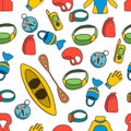 Seamless pattern with equipment for kayaking-4