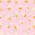 Seamless pattern with es cream illustrations