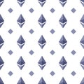 Seamless pattern Ethereum on a white background