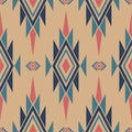 Seamless pattern ethnic abstract background round ikat patterngeometric curve. Royalty Free Stock Photo