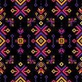 Seamless pattern ethnic abstract background round ikat patterngeometric curve. Royalty Free Stock Photo