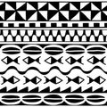 Seamless pattern in ethnic style. Ornamental element African theme. Set of vintage decorative tribal border. Traditional Maori Royalty Free Stock Photo