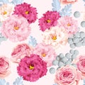 Seamless pattern with eustoma and roses