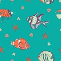 Seamless pattern with exotic fish. Vector illustration Royalty Free Stock Photo
