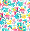 Seamless pattern with exotic flowers in Chinese style.