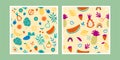 Seamless pattern of exotic fruits in hand drawn style. Royalty Free Stock Photo