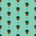 Seamless pattern with exotic home plants. Teamplate for scrapbook, poster, textile and wallpapers
