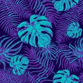 Seamless pattern with exotic leafs Royalty Free Stock Photo