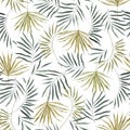 Seamless pattern of exotic palm trees. Green leaves on white background. Tropical leaf. Green summer tropical background