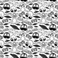 Seamless pattern with extraterrestrial aliens gamers.