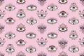 Seamless pattern with eyes magical pattern. Mystical icon hand drawn print. Cartoon style, sign esoteric, inspiration eye Royalty Free Stock Photo