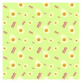 Seamless pattern for fabric or poster. Good nutrition. Eggs and bacon for Breakfast. Balanced diet. Royalty Free Stock Photo