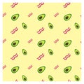 Seamless pattern for fabric or poster. Repeat healthy Breakfast with avocado. Good nutrition. Royalty Free Stock Photo
