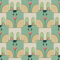 Seamless pattern the face of a cute rabbit